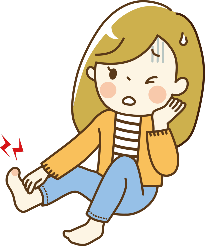 巻き爪で痛がる女性