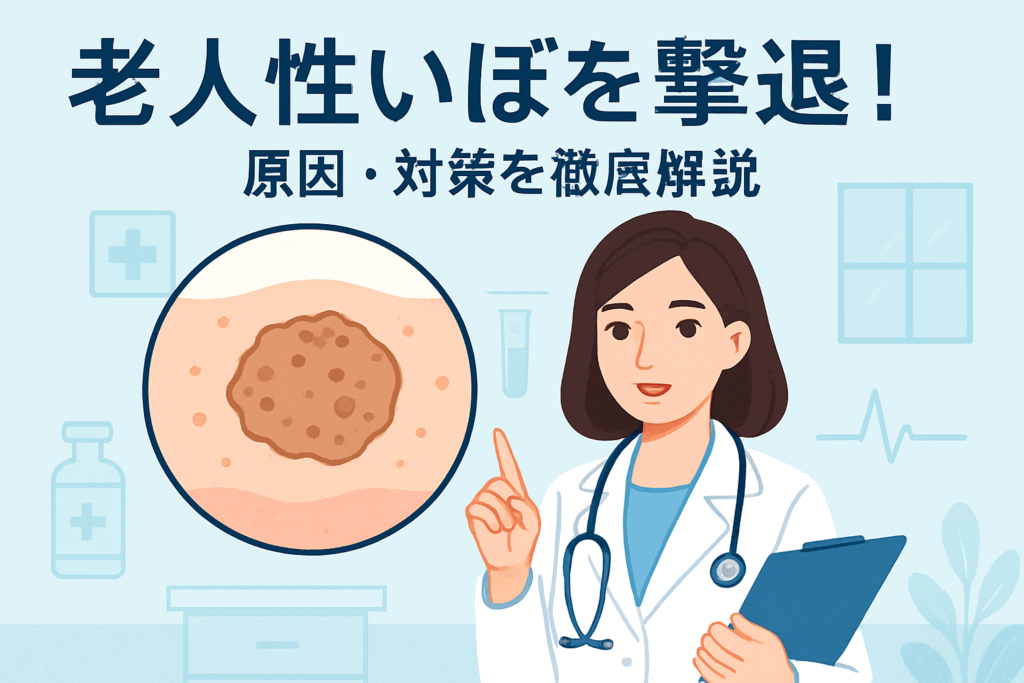 顔のイボは、老人性イボのことが多い。