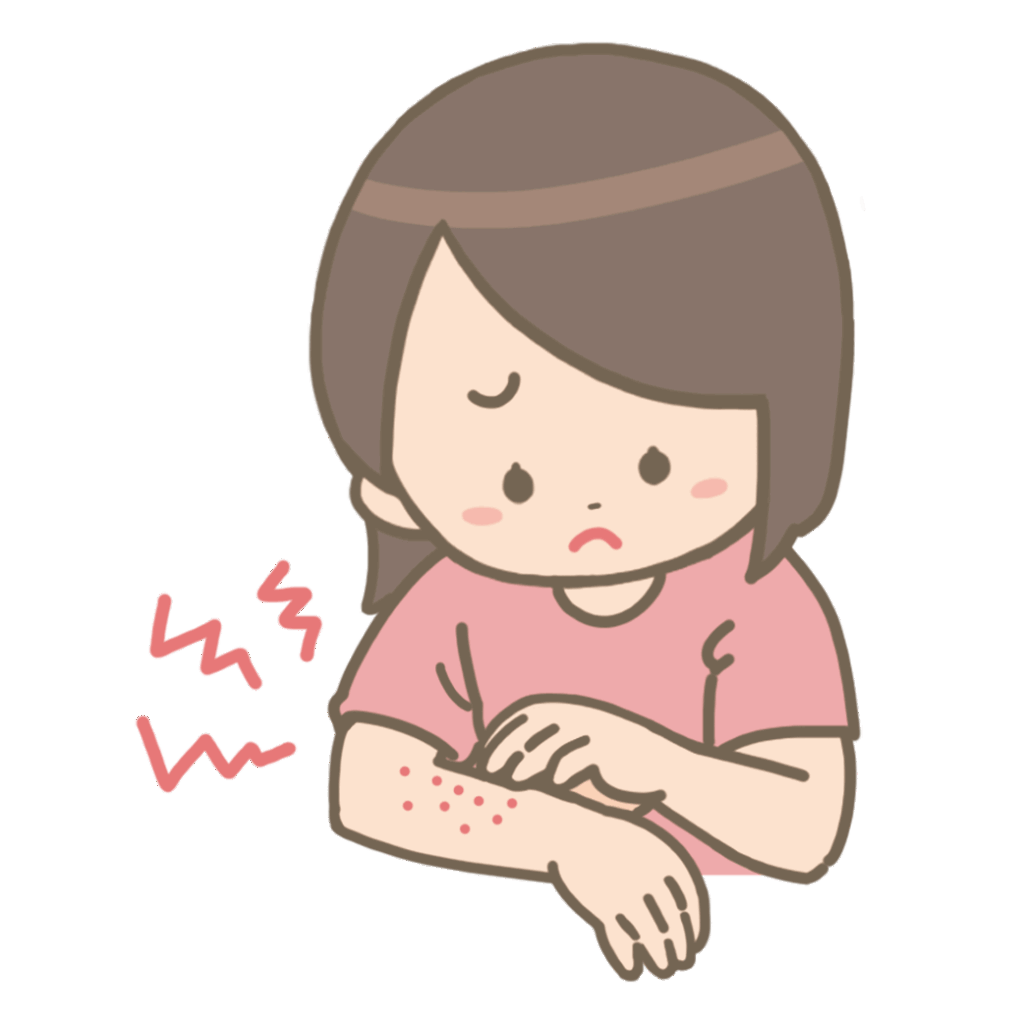 アトピー性皮膚炎で体をかく女性